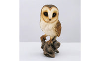 Owl Figurine with Stump Base Hand Painted Owl Figurine Decor Lifelike Realistic for Gardeners, Garden, Yard