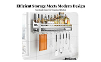 Drillno-Drill Installation Multifunctional Utensil Rack Rust-Proof Wall-Mounted Organizer Easy to Install Household Storage Space-Saving Design for Home Cooks, Organization Enthusiasts, Homeowners, Kitchen, Small Apartments, Pantry