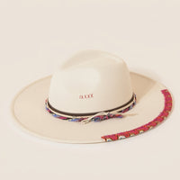 Fedora Hat for Men and Women with Wide Brim for Winter, Felt with Hand Embroidered Detail for Autumn Outings