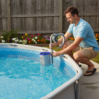 Anti-Clog Pool Skimmer Basket Easy to Clean Pool Debris Strainer Automatic Cleaning Through-Wall Skimmer Basket Swivel Handle for Outdoor