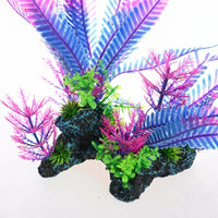 Large Multicolored Aquarium Plants and Aquatic Tank Decorations, Weighted Anchor Stone Aquarium Plants, Low Maintenance PE and