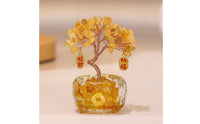Feng Shui Prosperity Tree with Glass Base Miniature Crystal Prosperity Tree Wealth Ornament Prosperity for Desk, Office, Entryway
