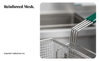 Front Hook Design Deep Fryer Basket Rust-Proof Stainless Steel Mesh Basket Heat Resistant Stainless Steel Frying Colander Large Capacity for Chefs, Restaurant