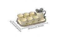 Porcelain Tea Set, Ceramic Teapot and Cups, Modern Cream