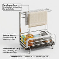 Sink Organizer for Kitchen with Punch Wall Mounted Design, 201 Stainless Rack & Dish Drying Countertop drain Tray for Tidy Organization