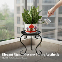 Floor-Standing Single-Tier Metal Plant Stand Sturdy Construction Flower Pot Shelf Indoor & Outdoor Use Planter Rack Rustproof for Gardeners, Homeowners, Living Room, Entryway