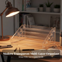 Clear Acrylic Display Rack High Clearness Multi-Tier Nail Polish Organizer Tiered Nail Polish Stand Space Saving for Vanity