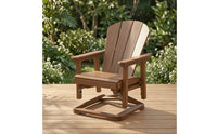 Swivel Lounge Chair Wood-Grain Patio Chair with Swivel Base Supportive Furniture for Balcony, Poolside