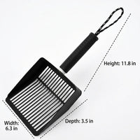 Litter Scooper with Storage Base, 410 Stainless Steel Metal Material Cat Scooper, Slotted Litter Sifter for Pet Waste, Cat Owner Personal Gift