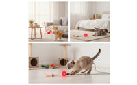 Cat Teaser Toy with Feather Flexible Motorized Cat Toy with Wand Indoor Chasing for Cats, Daily Playtime