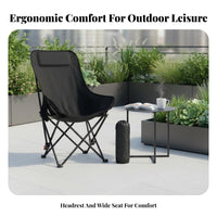 Foldable High-Back Moon Chair Lightweight Padded Moon Chair Stable Structure Camping Seat Heavy-Duty Frame for Campers, Families, Fishing, Picnic, Picnics, Backyard