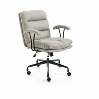 Adjustable Height Upholstered Rolling Task Chair 360-Degree Swivel Upholstered Rolling Armchair Ergonomic Design Office Furniture Padded Cushion for Students, Telecommuting Workers, Adults, Study Room, Bedroom