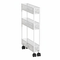 Slim Rolling Storage Unit Adjustable Shelves Slim Rolling Organizer for Renters