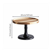 Elegant Design Wooden Pedestal Cake Stand Multi-Design Acacia Wood Cake Plate Sturdy Base High Foot Dessert Tray for Wedding