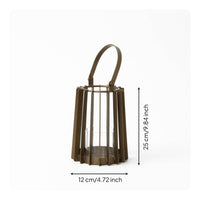 Lantern with Glass Insert Open Frame Wire Cage Lantern Cage Candle Holder Decorative Tabletop for Living Room, Entryway