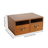 Wooden Desktop Organizer with Drawers Warm Brown Desktop Organizer with Drawers Retro for Vanity