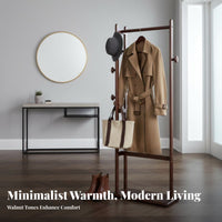sturdy Wood Construction complimentarystanding Coat Rack Space-Saving Wooden Tree Coat Rack Narrow silhouette Garment Holder Minimalist Design for Apartment Dwellers, Homeowners, Bedroom, Entryway, Hallway, Living Room