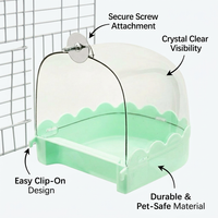 Bird Bath for Cage Hanging Bathtub, Bird Cage Accessory Bath Tub, Transparent Bird Bath Box for Small Birds, Budgie Bath Tub with Screws