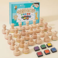 Wooden Alphabet Stamp Set Early Learning Wooden Letter Stamps Bright Alphabet Stamps for Young Learners, Homeschool
