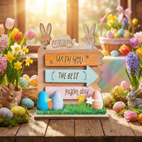 Easter Bunny Centerpiece Easter Table Decoration Festive Atmosphere Spring Tabletop Sign for Kids, Homeowners, Indoor, Desktop, Mantel Table Decor