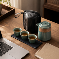 Travel Tea Set, For 3 People, Ceramic, Portable Tea Set, 280ml Teapot, 35ml Teacups