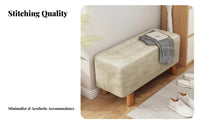 Multi-Functional Tufted Rectangular Stool Soft Cushion Tufted Rectangular Footstool Solid Wood Legs Upholstered Bench Easy-to-Clean Textile for Retail Establishment Owners, Interior Designers, Fitting Room, Cloakroom, Entryway, Bedroom