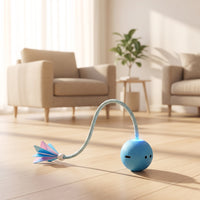 Cat Teaser Toy with Feather Flexible Motorized Cat Toy with Wand Indoor Chasing for Cats, Daily Playtime