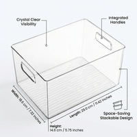 Storage Boxes for Shelves, Stackable Organizer for Wardrobe Multi-functional Desk Container, PET for Desktop & Fridge, Multiple Sizes