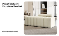 Soft and Comfortable Long Padded Seat High-Resilience Foam Segmented Cushion Bench Breathable Textile Upholstered Seating Collapse-Resistant Frame for Homeowners, Shop Owners, Interior Designers, Fitting Room, Entryway, Retail Boutique, Window Nook
