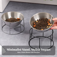 Anti-Tip Stainless Steel Pet Bowl Easy to Clean Mess Proof Pet Bowls Long-Lasting Construction for Dogs, Senior Pets
