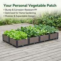 Dark Brown Planter Box, 17cm PP Garden Planter Box with Drainage, for Home Gardening, Patio & Balcony Vegetable Planter Box
