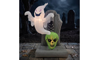 Lighted Inflatable Tombstone with Ghost Outdoor Inflatable Ghost with Tombstone Spooky Inflatable Halloween Decoration Scary for Lawn