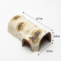 Birch Hideaway Resin Hollow Hideout House, Crested Gecko Tank Accessories and Amphibian Habitat, Water-Resistant Log for Turtle and Insect