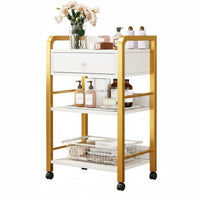 Multi-Functional 3-Tier Rolling Organizer with casters 3-Tier Rolling Shelf 360° pivot Casters Utility Cart Large Capacity for cosmetic Professionals, Office Workers, Barbershop, Small Spaces, Bathroom, Kitchen