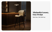 Light Luxury Upholstered High-Back Stool Modern Design Counter Chair with Footrest Home Furniture Comfortable Cushion for Homeowners, Adults, Bar Owners, Kitchen Island, Cafe, Pub, Dining Room