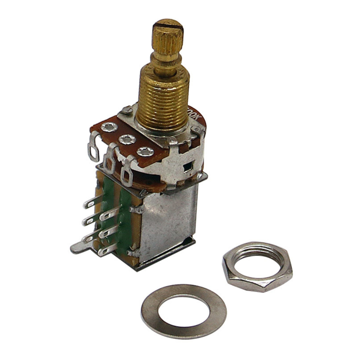 B500K Potentiometer with Switch Compact Guitar Control Pot with Knurled Shaft Threaded for Luthier, Guitarists