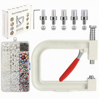 Interchangeable Tips Manual Bead-Setting Machine Coil-Driven-Loaded Hand-Press Bead Setter Metal Body Beads Rivet Fixing Machine Red Lever Handle for Jewelry Makers, Crafters, Workshop
