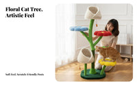 Cozy Nests Flower Cat Tree Sturdy Construction Cat Climbing Frame Soft Material for Large Cats, Kittens, Indoor, Living Room, Bedroom, Apartment