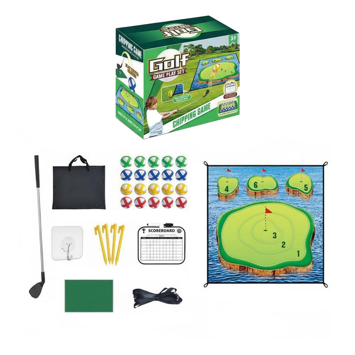 Parent-Child Interaction Child S Golf Mat Set Family Fun Child S Golf Toy Set Portable for Children, Families, Outdoors, Backyard