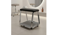 Storage Tray Mobile Pedicure Stool Easy to Clean Salon Foot Rest Bench Space Saving Nail Technician Foot Rest 360° Wheels for Spa