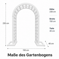 Garden Arch Made of Iron Metal, 30mm Pipe, Painted, for Climbing Roses, Ivy, Grapes & Flowers, Nordic Style, 40cm Deep, 12kg Garden Arch