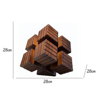 Cube Sculpture Architectural Sculpture with Slatted Surface Nordic Statue for Shelf, Living Room
