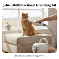 Multiple Attachments 7-in-1 Dog and Cat Grooming Set Powerful Suction Dog Shedding Vacuum Tool Easy to Empty Pet Grooming Vacuum Kit Portable for Home