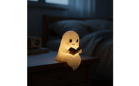 Warm Glow Ghost Night Light with Book Whimsical Halloween Night Light Glowing Ornament Seasonal for Children
