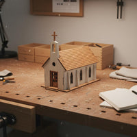Handmade Gift 1/72 Scale Church Model Highly Detailed Scene Model Building Laser Cut Wood Construction Set Removable Roof for Hobbyists