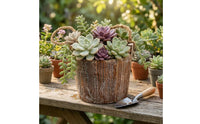 Wooden Planter Bucket Wood Plant Pot Decorative Storage Garden Decoration