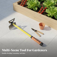 Manganese Steel Weeding Hoe Sturdy Duty Uprooting Weeder Rake Weeding Rake Multi-Functional Manual Uprooting Tool