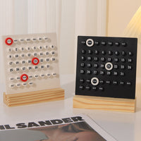Endless Calendar Minimalist Acrylic Calendar with Wood Base Wooden Date and Day Date Display for Study Desk, Office, Home Decor