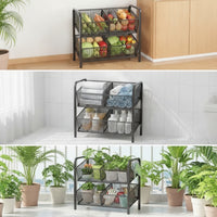 Wire Storage Basket Cart Versatile Two-Tier Storage trolleyResistant Furniture for Restroom, Laundry Room, Balcony