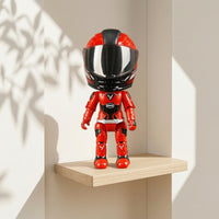 Motorcycle Helmet Action Figure with Movable Joints Mixed-Material Motorcycle Motorcyclist Figure Racer Model Articulated